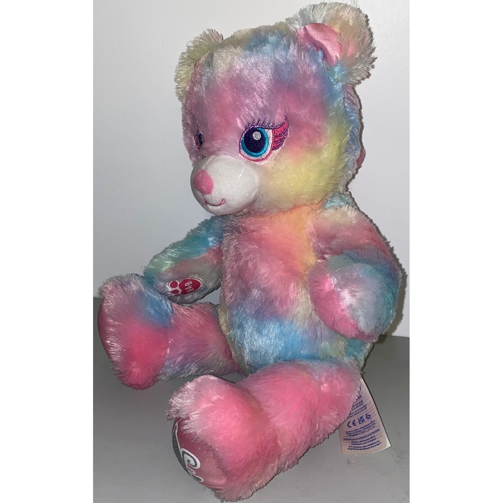 Build-A-Bear Workshop Pastel Swirl Tie Dye Plush Bear Pink Blue Yellow 18" - Picture 5 of 5